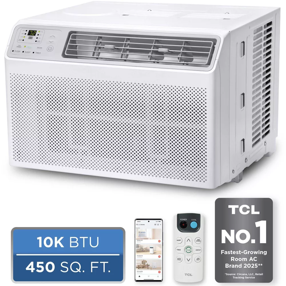 [LPTG4119554] TCL 10000 BTU Smart Window Air Conditioner Fan and Dehumidifier 450sqft (H10W35W): Best Window AC Unit, 3 Speeds, 115V