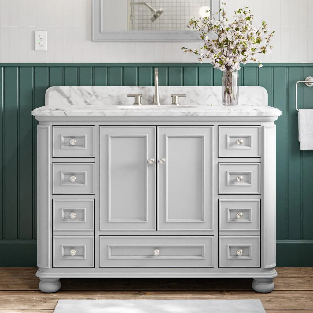 allen + roth Wrightsville 48-in Muse Gray Undermount Single Sink Bathroom Vanity with Carrara Natural Marble Top