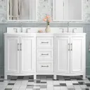 allen + roth Roveland 60-in White Undermount Double Sink Bathroom Vanity with Carrara Natural Marble Top