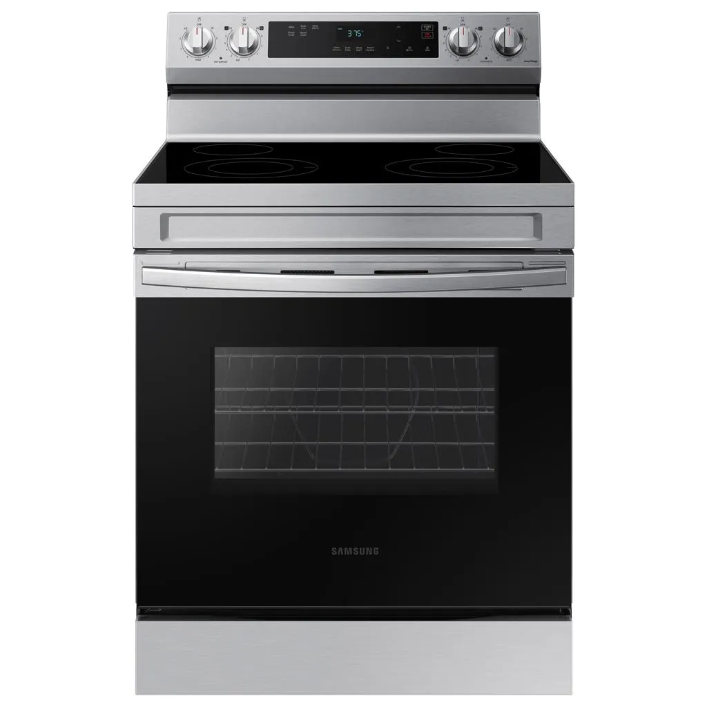 Samsung 30-in Glass Top 5 burners 6.3-cu ft Air Fry Convection Oven Freestanding Electric Range