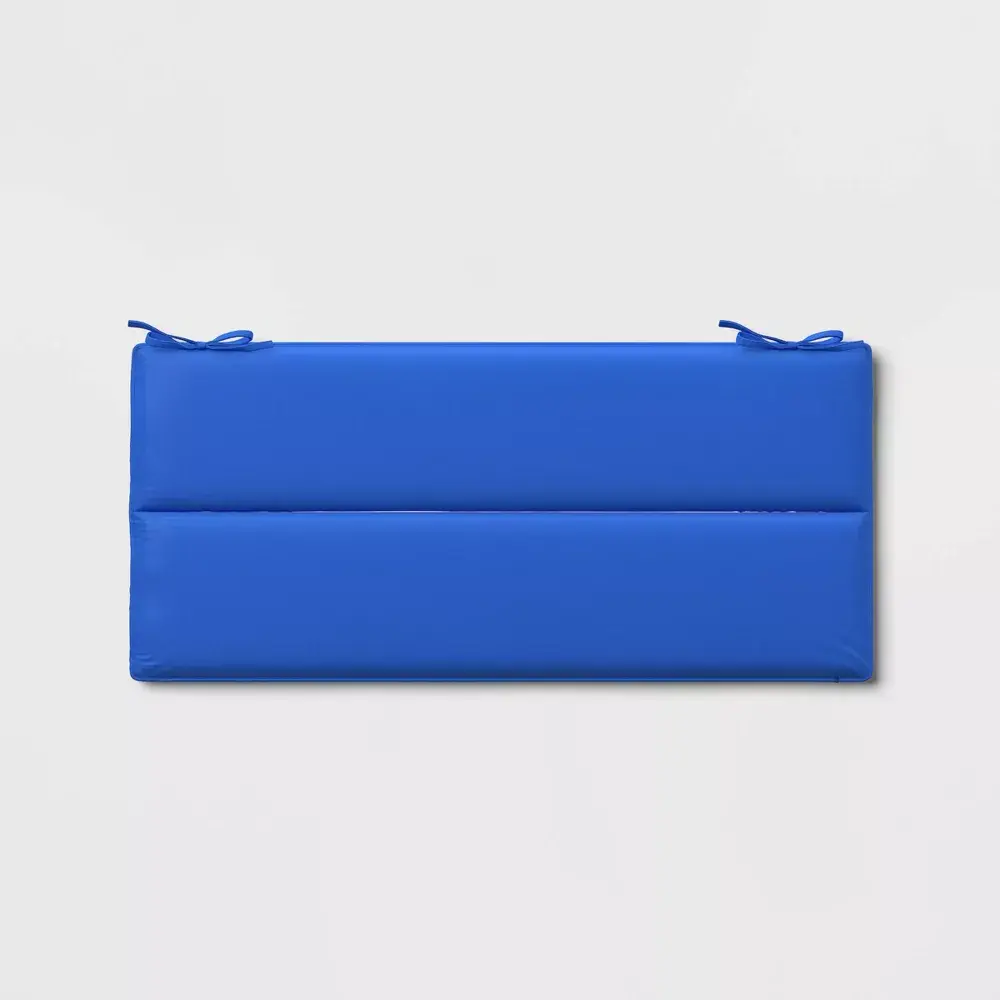 17"x37" Solid Outdoor Bench Seat Cushion Cobalt Blue - Room Essentials