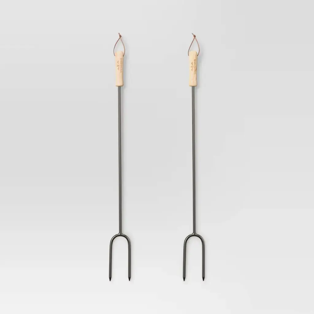 2pc Marshmallow Roasting Log Tong Sticks Black - Threshold