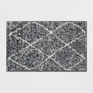 2'6"x4' Washable Criss Cross Easy Care Accent Rug Charcoal/Ivory - Threshold