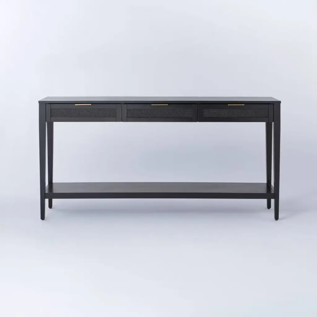 East Bluff Woven Drawer Console Table Black - Threshold designed with Studio McGee: Modern Storage, Metal Hardware