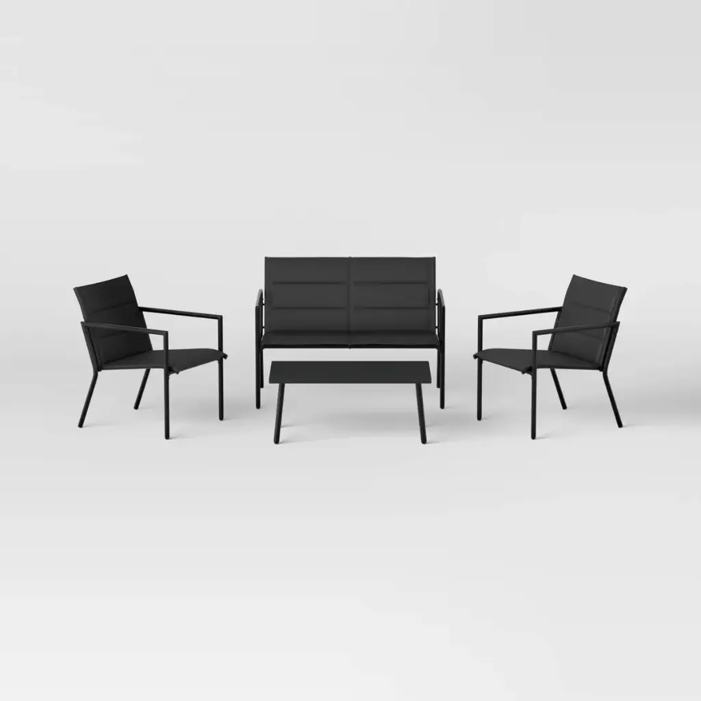 4pc Padded Sling Patio Conversation Set Black - Room Essentials (Please be advised that sets may be missing pieces or otherwise incomplete.)