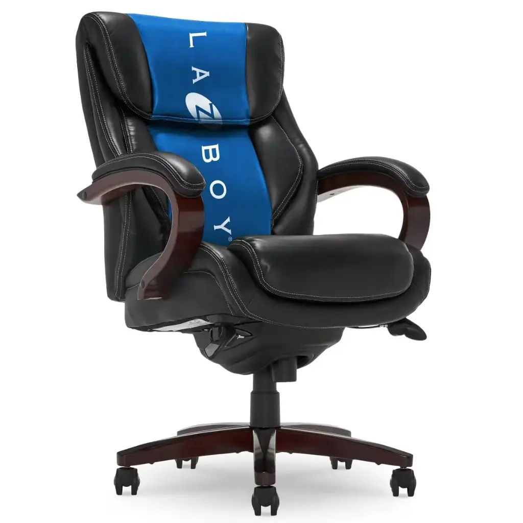 La-Z-Boy Bellamy Executive Office Chair Black: Ergonomic, Swivel, Adjustable Height, Wood Frame