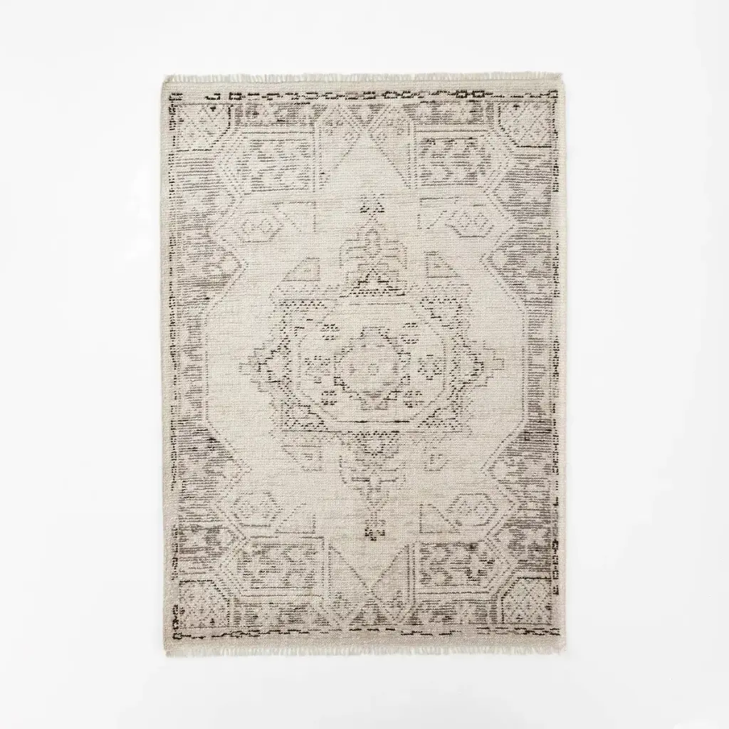 5'x7' Knolls Authentic Hand Knotted Distressed Persian Style Rug Ivory - Threshold designed with Studio McGee