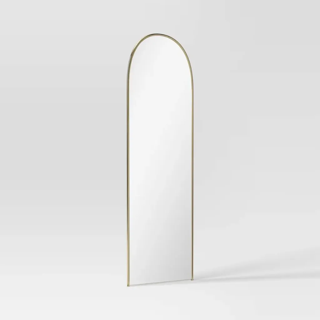 20" x 66" Oak and Metal Modern Floor Mirror Brown - Project 62: Easel Back, MDF Frame, No Assembly Required