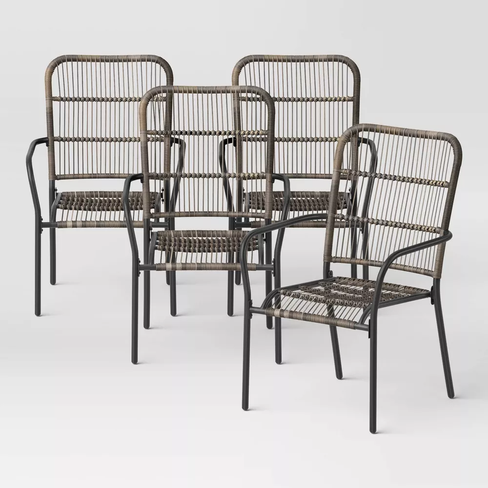 Latigo Stackable Patio Dining Chair Gray - Threshold