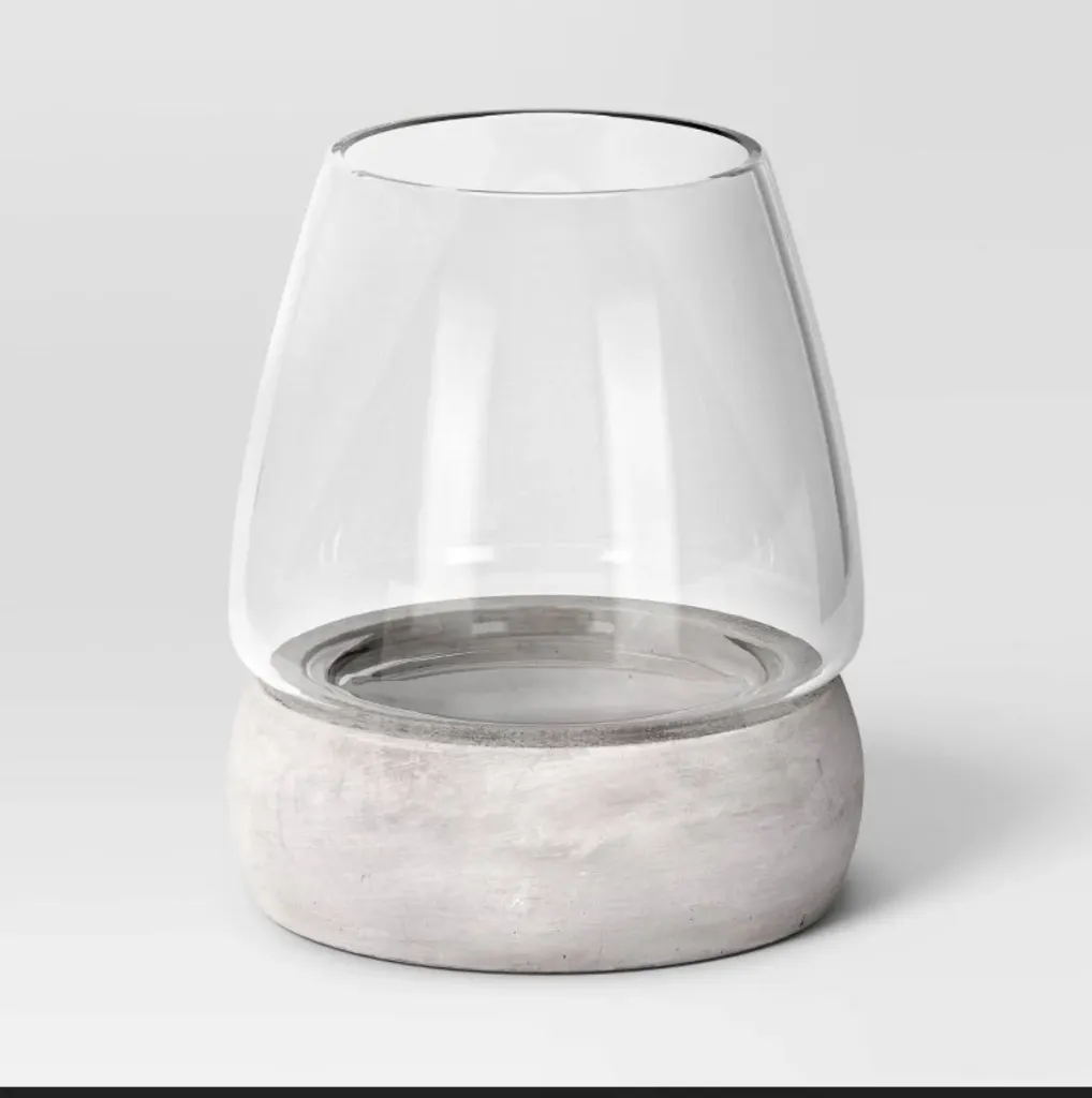Large Round Glass with Cement Base Indoor Outdoor Terrarium 6.62"x6.62" - Threshold