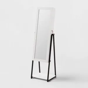 Jewelry Cabinet with Mirror - Brightroom: Full-Length Organizer, MDF, Rectangle, White, 60.75" Height, 5 Pieces