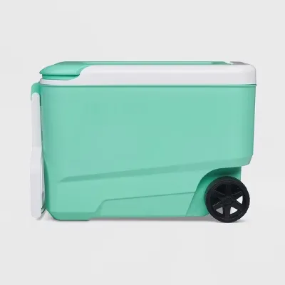 Igloo Latitude 94 Cans/60qt Rolling Cooler - Seafoam: Wheels, Retractable Handle, Cup Holder
