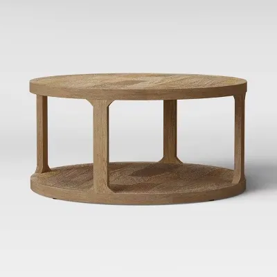 Castalia Round Natural Wood Coffee Table - Threshold