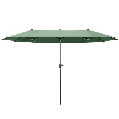 Captiva Designs 13ft Double-Sided Patio Umbrella, Large Rectangle Outdoor Market Umbrella, Mint Green