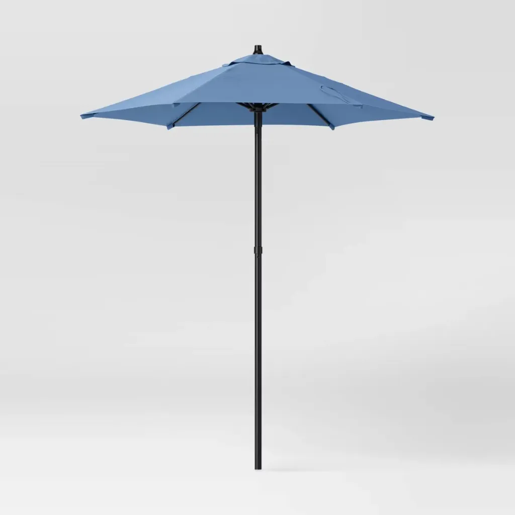 6' Round Solid Monochrome Outdoor Patio Market Umbrellas Cobalt with Cobalt Pole - Room Essentials