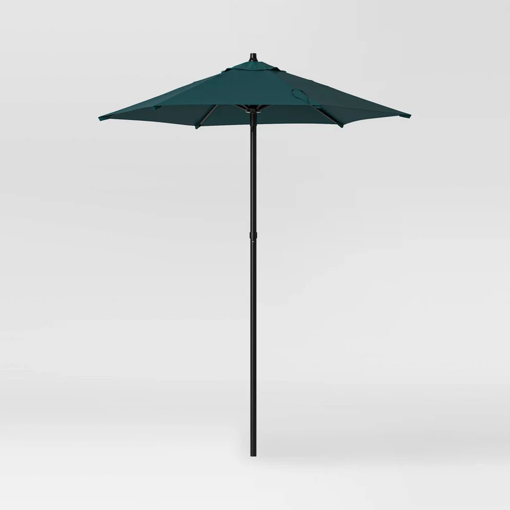 6' Round Outdoor Patio Market Umbrella Fern Shower with Black Pole - Room Essentials: Push-Button, Air Dry