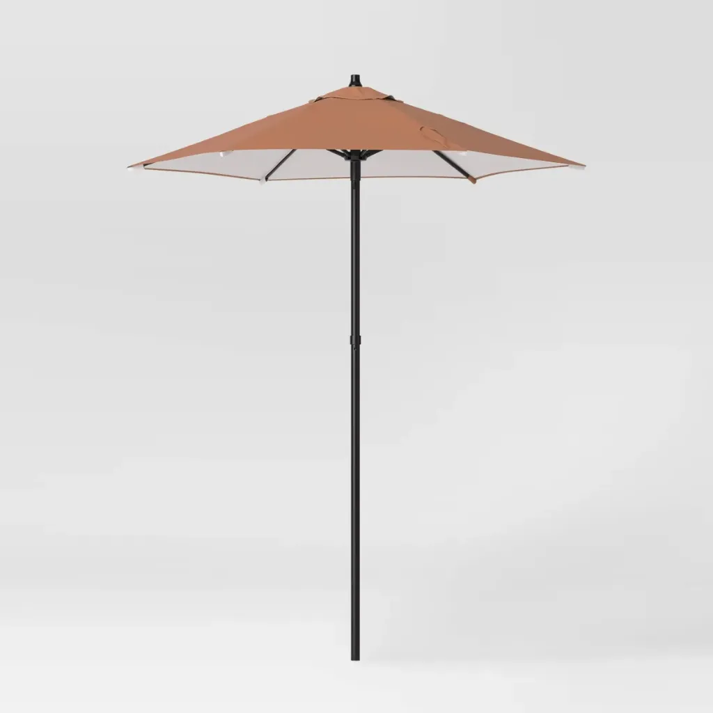 6' Round Outdoor Patio Market Umbrella Black with Black Pole - Room Essentials: With Carrying Bag, Push-Up Lift