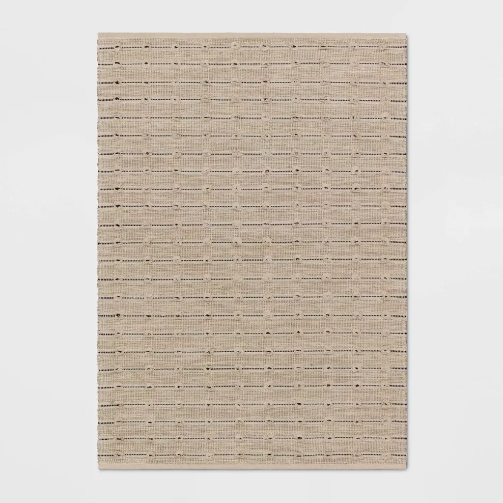 5'x7' Woven Striped Flatweave Rug Black/Cream - Threshold: Handmade Cotton Jute Low Pile Indoor Area Rug