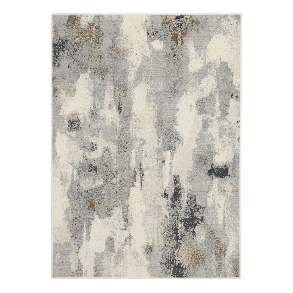 5'x7' Watercolor Area Rug Gray - Threshold: Geometric Pattern, Skid-Resistant, Medium Pile, Indoor Use