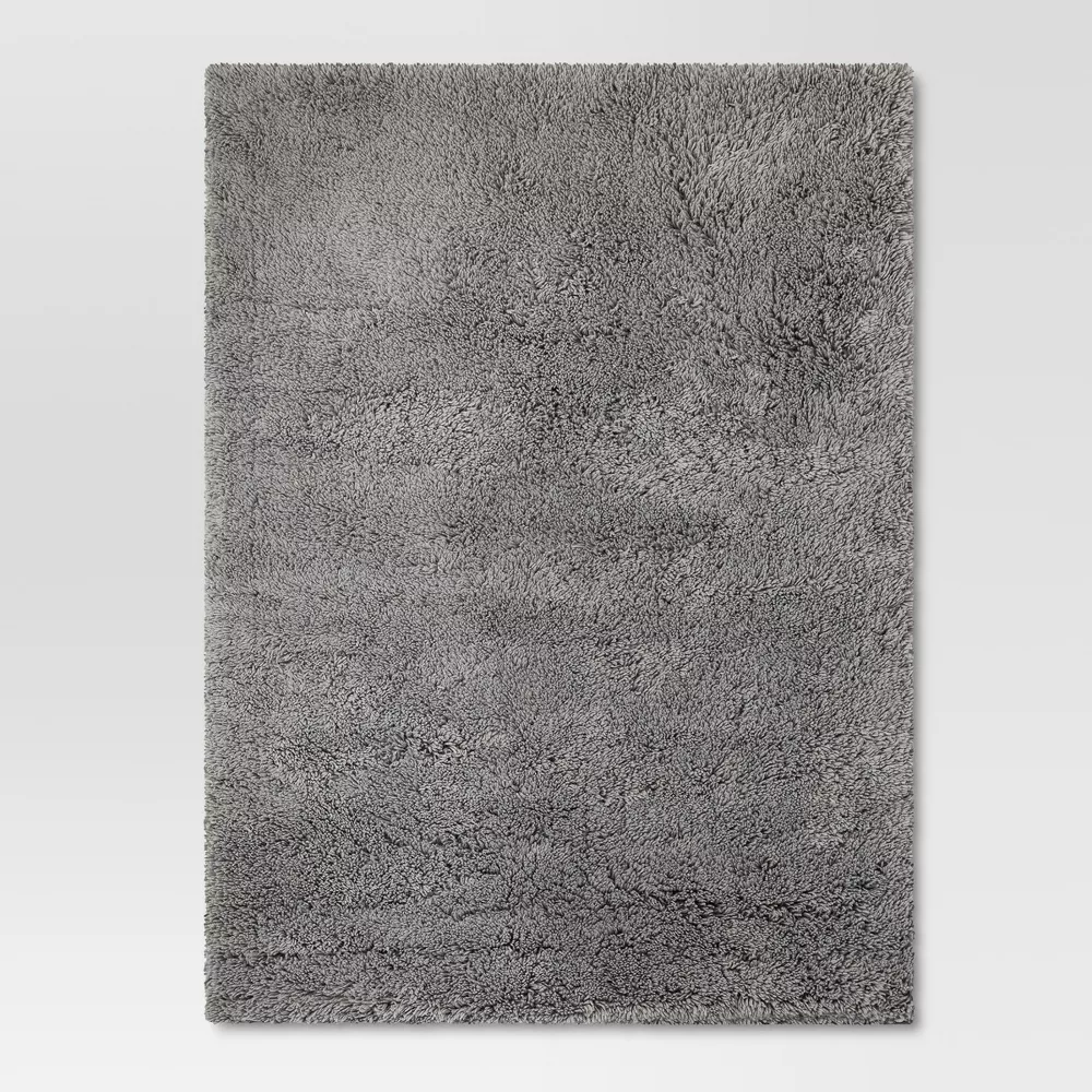 5'x7' Plush Shag Washable Rug Gray - Room Essentials