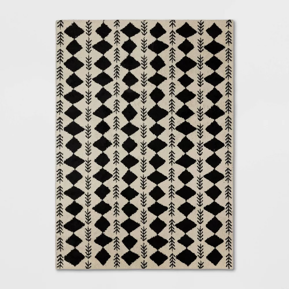 5'x7' Irregular Diamond Shag Area Rug Brown - Threshold: Tufted, Fade & Stain-Resistant, Skid-Resistant, Indoor Use