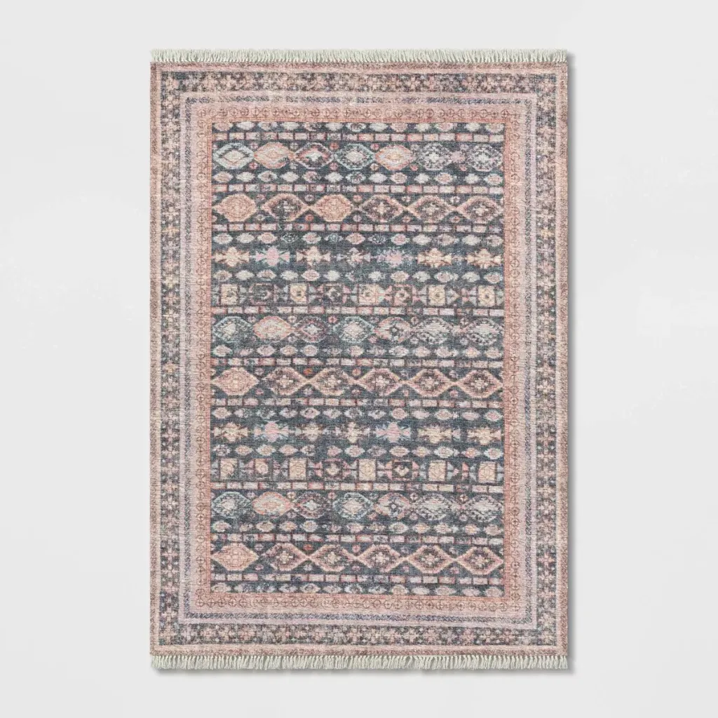 5"x7" Alexandra Floral Printed Border Persian Style Rug Blush Pink - Threshold