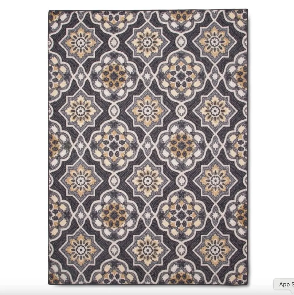 4'X5'6" Washable Rowena Area Rug Charcoal Gray - Threshold: Traditional Medallion, Skid & Stain Resistant