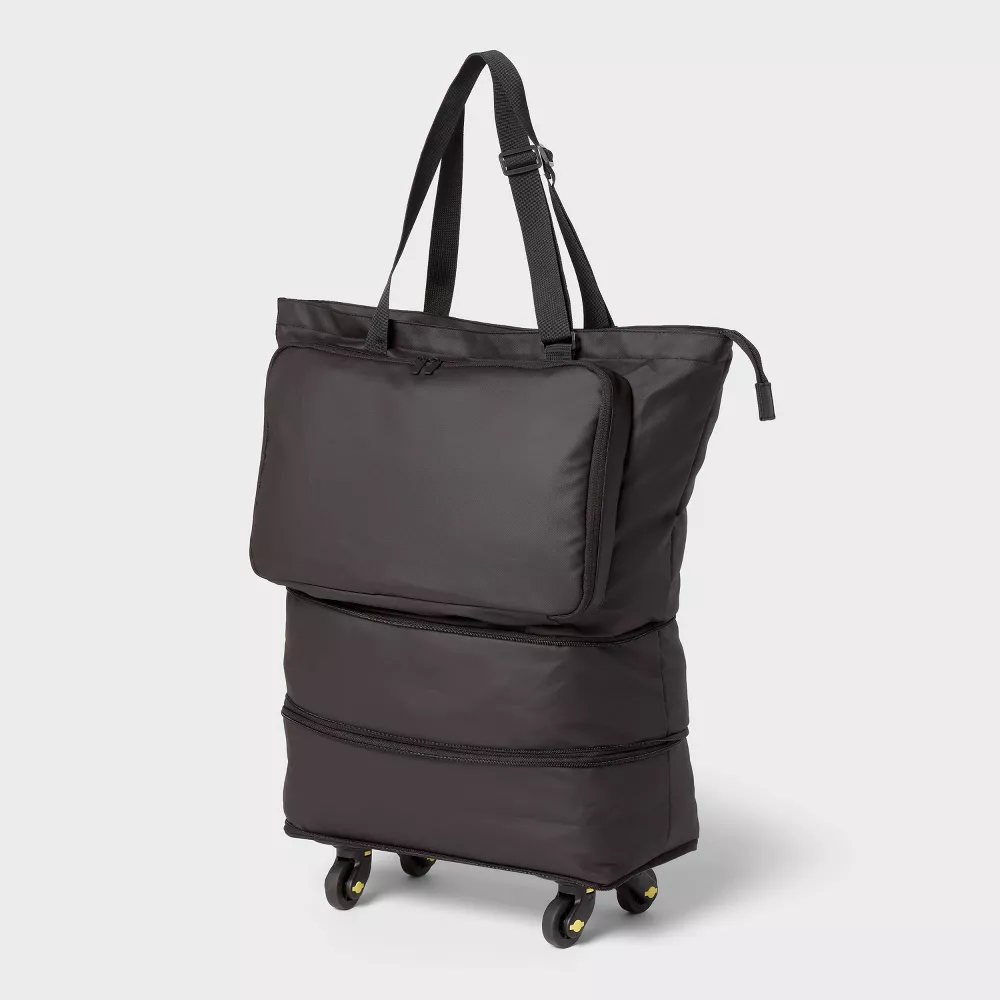 32gal XL Wheeled Latching Storage Tote Black - Brightroom
