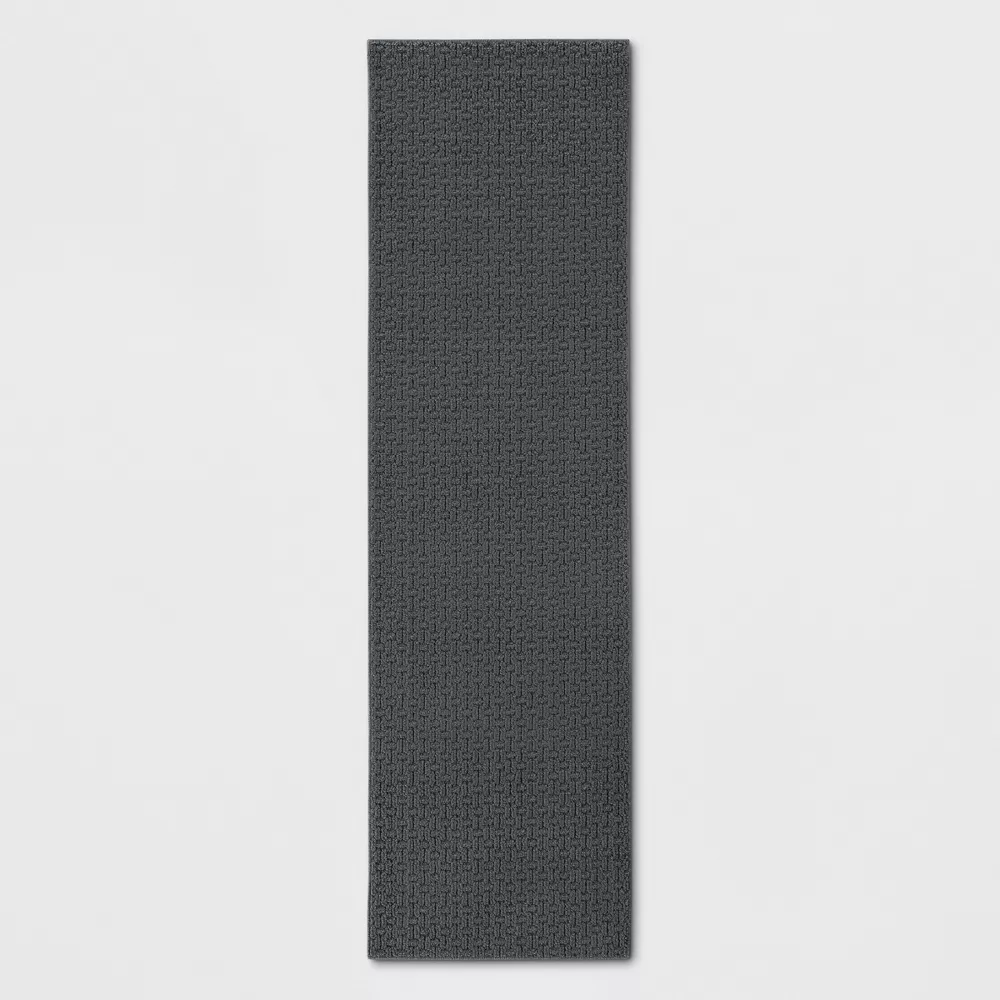 2'x7' Washable Runner Medallion Tufted And Hooked Rug Gray - Threshold: Skid-Resistant, Machine Washable, Indoor Use
